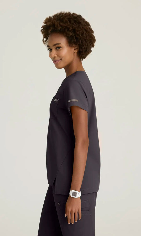 Skechers by Barco Scrubs Women's Trek Tuck-In Top Pewter | scrub-supply.com