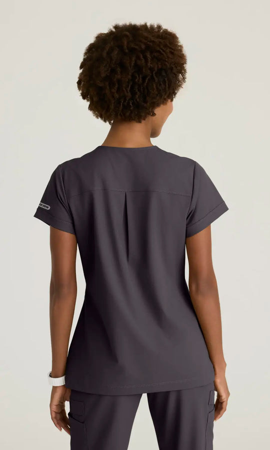 Skechers by Barco Scrubs Women's Trek Tuck-In Top Pewter | scrub-supply.com