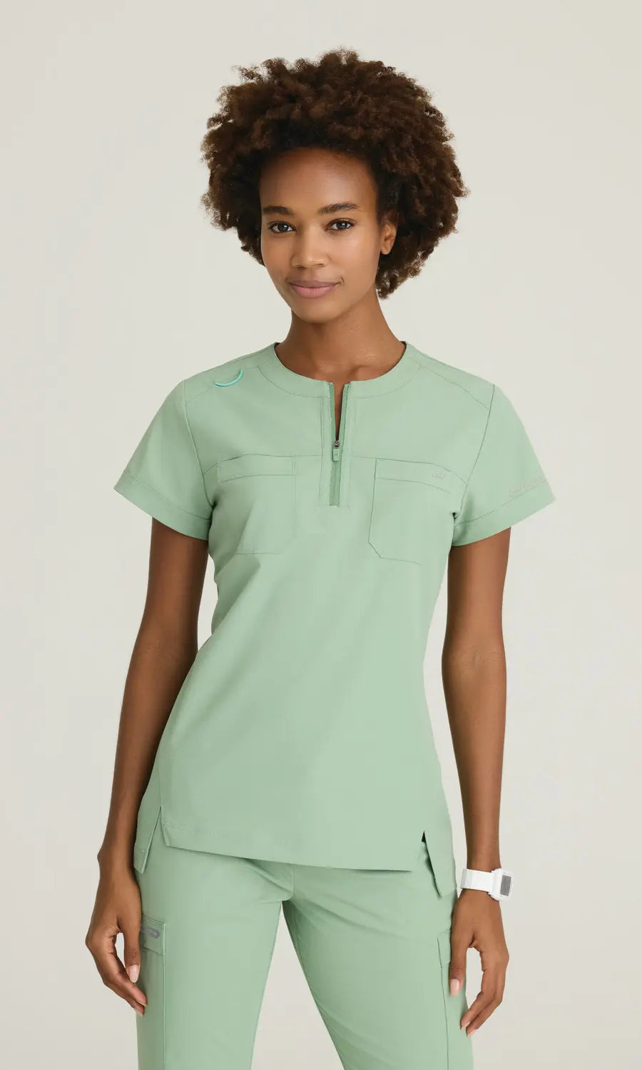 Skechers by Barco Scrubs Women's Trek Tuck-In Top Field Green | scrub-supply.com
