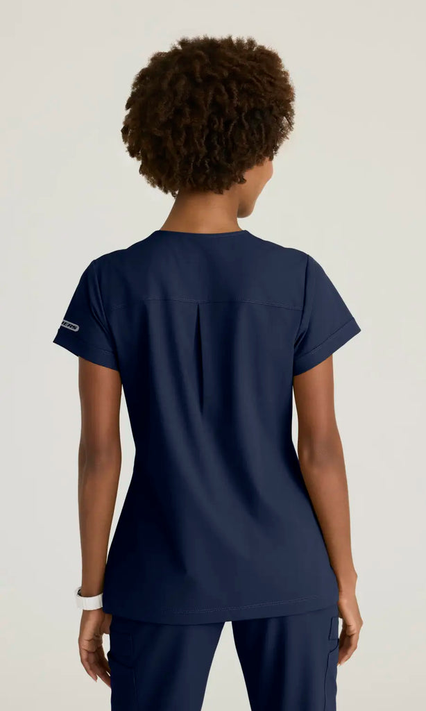 Skechers by Barco Scrubs Women's Trek Tuck-In Top Navy | scrub-supply.com