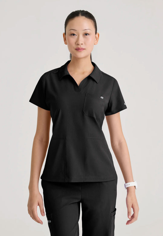 Skechers by Barco Scrubs Women's Honor Top Black | scrub-supply.com