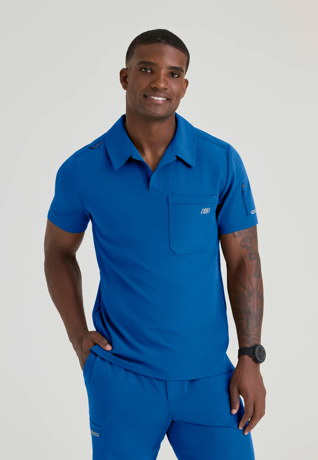 Skechers by Barco Scrubs Men's Merit Top New Royal | scrub-supply.com