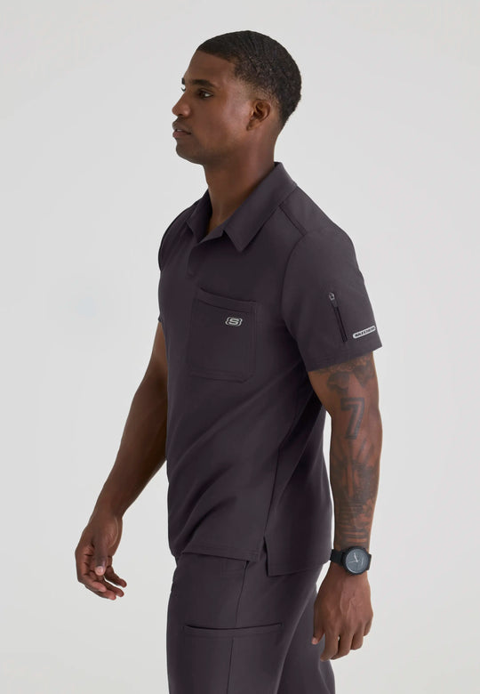 Skechers by Barco Scrubs Men's Merit Top Pewter | scrub-supply.com