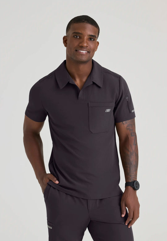 Skechers by Barco Scrubs Men's Merit Top Pewter | scrub-supply.com