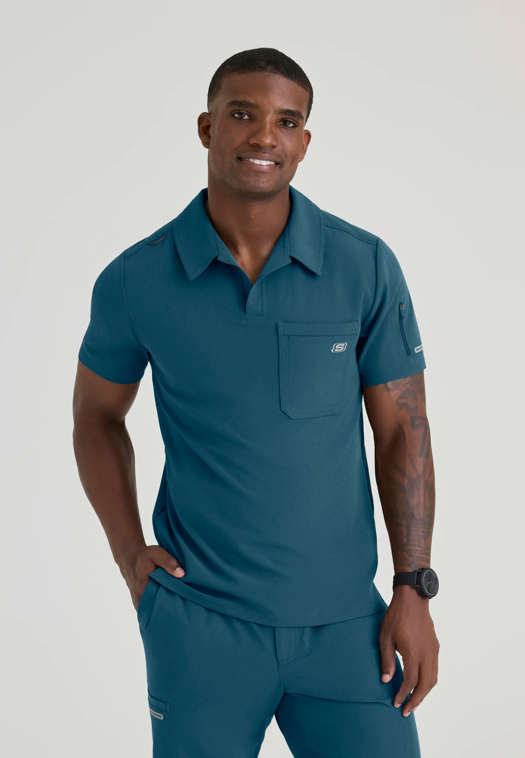 Skechers by Barco Scrubs Men's Merit Top Bahama | scrub-supply.com