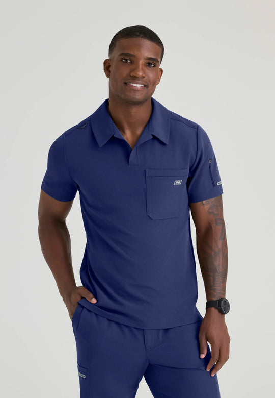 Skechers by Barco Scrubs Men's Merit Top Navy | scrub-supply.com
