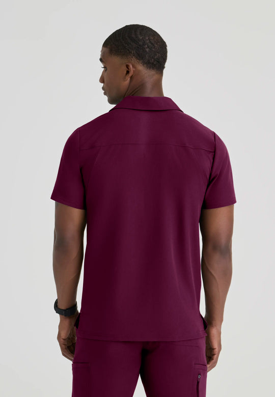 Skechers by Barco Scrubs Men's Merit Top Wine | scrub-supply.com