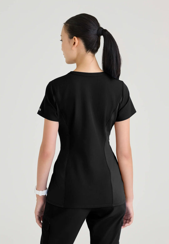 Skechers by Barco Scrubs Women's Reward Top Black | scrub-supply.com
