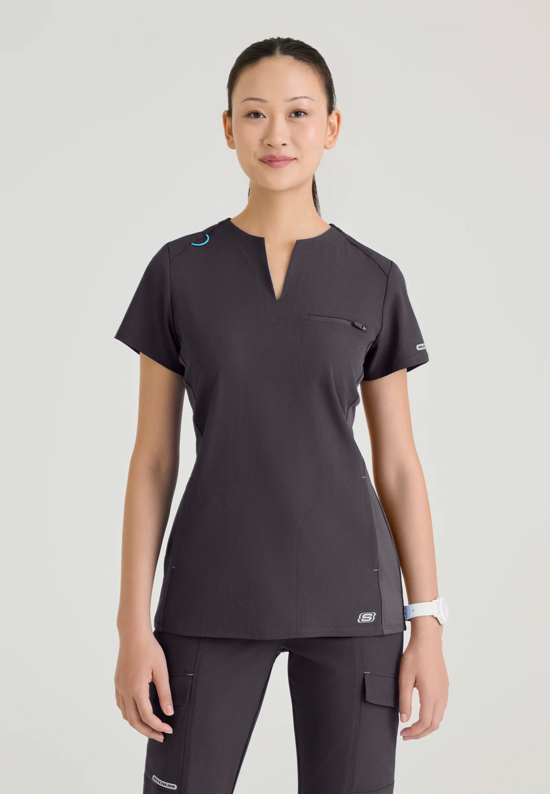 Skechers by Barco Scrubs Women's Reward Top Pewter | scrub-supply.com