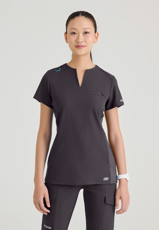 Skechers by Barco Scrubs Women's Reward Top Pewter | scrub-supply.com