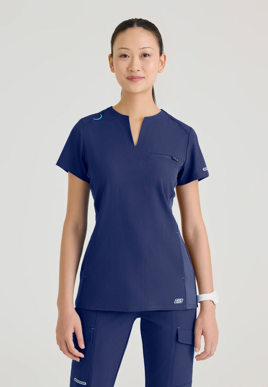 Skechers by Barco Scrubs Women's Reward Top Navy | scrub-supply.com