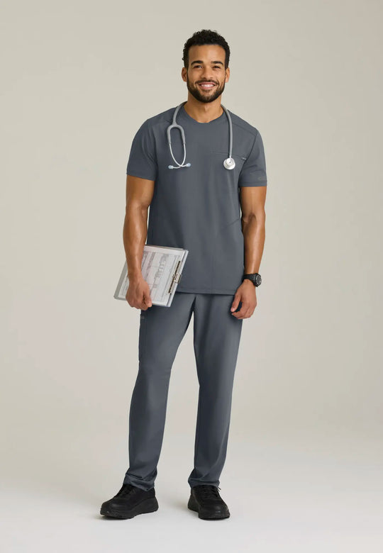 Skechers by Barco Scrubs Men's Rebound Top Pewter | scrub-supply.com