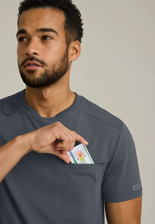 Skechers by Barco Scrubs Men's Rebound Top Pewter | scrub-supply.com