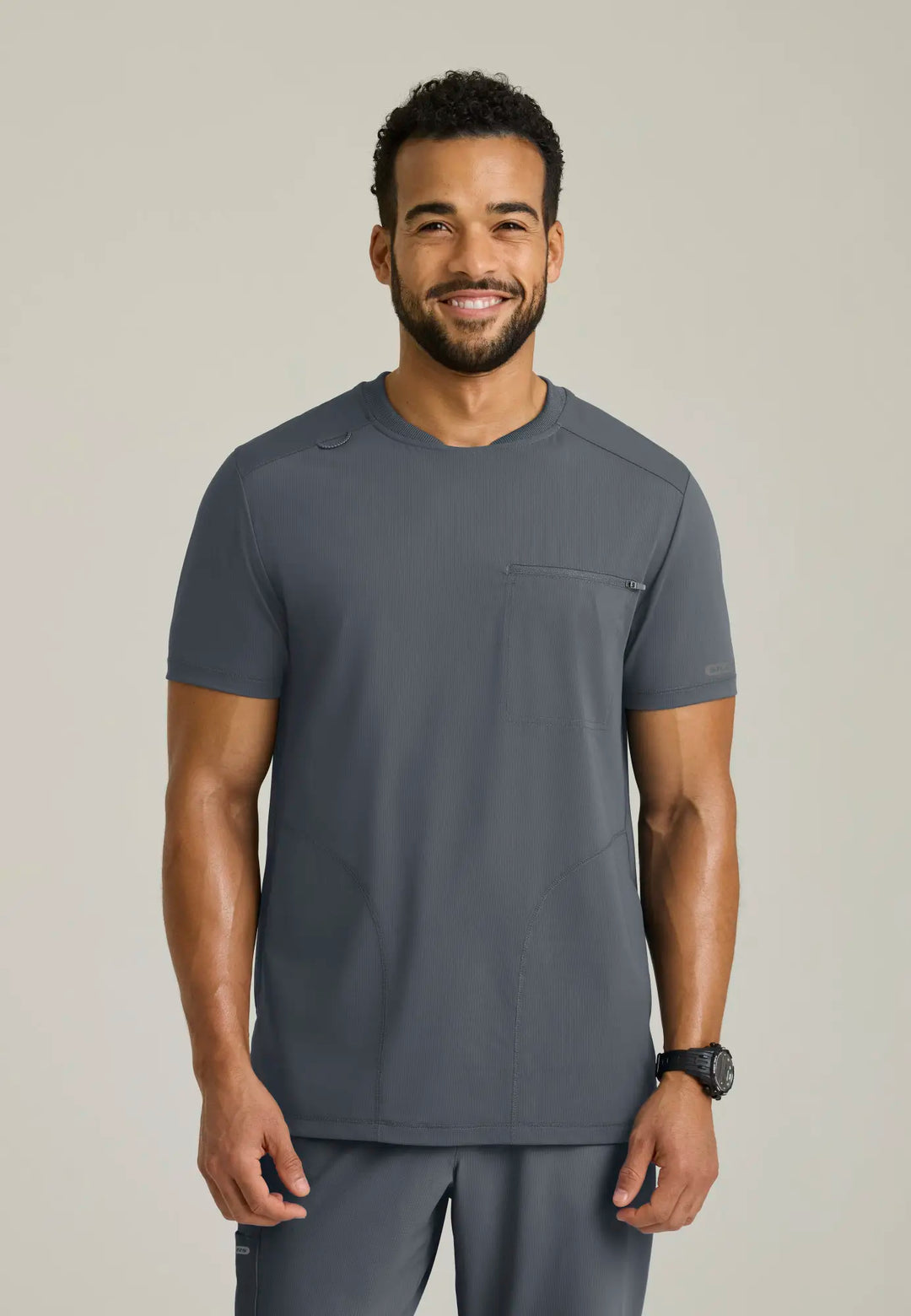 Skechers by Barco Scrubs Men's Rebound Top Pewter | scrub-supply.com