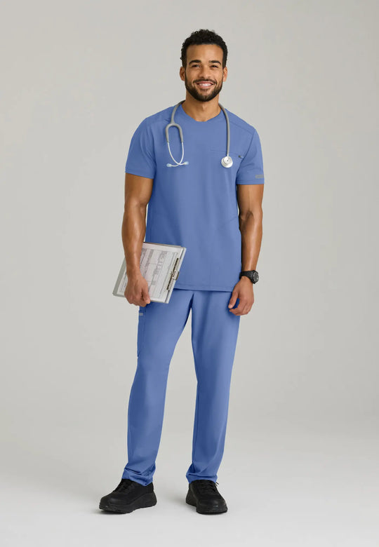 Skechers by Barco Scrubs Men's Rebound Top Ceil Blue | scrub-supply.com