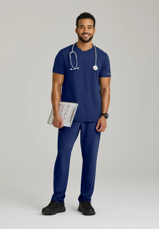 Skechers by Barco Scrubs Men's Rebound Top Navy | scrub-supply.com