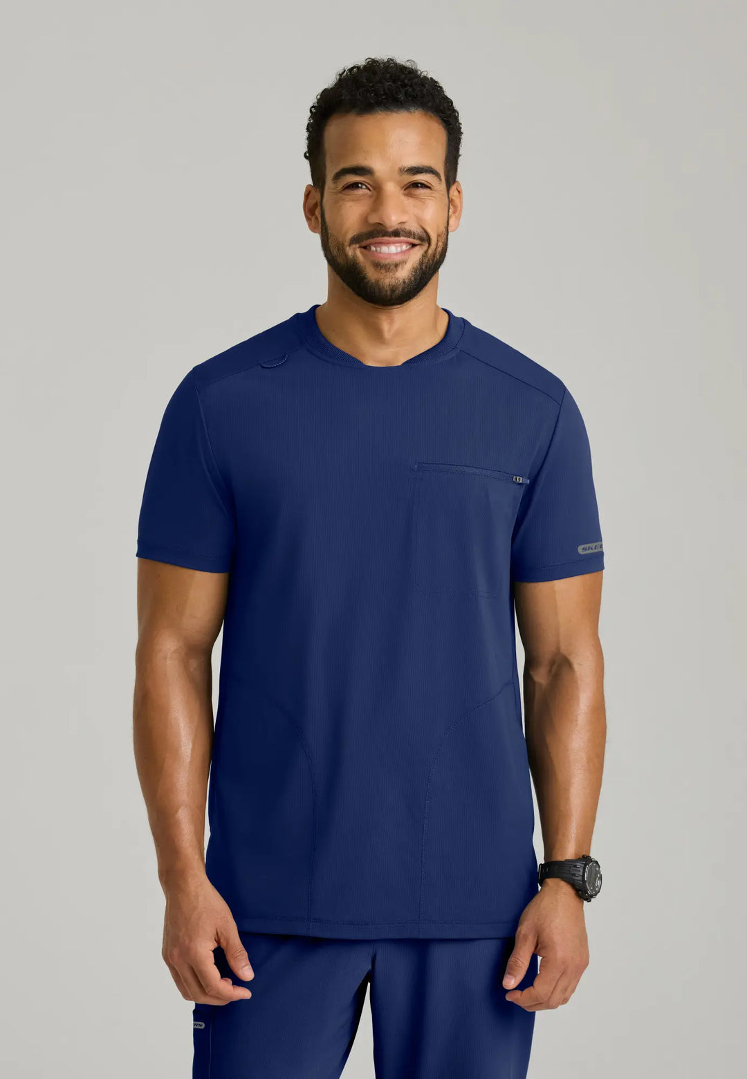 Skechers by Barco Scrubs Men's Rebound Top Navy | scrub-supply.com