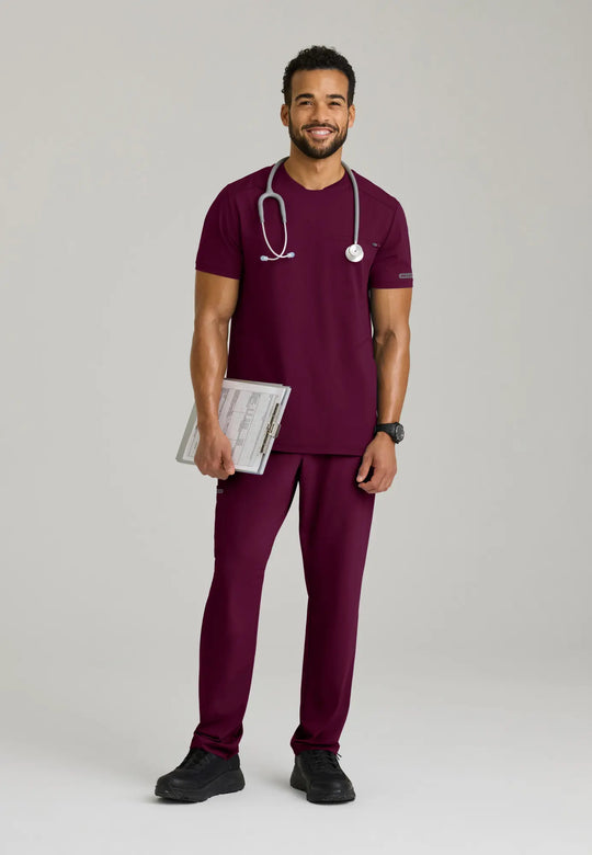 Skechers by Barco Scrubs Men's Rebound Top Wine | scrub-supply.com