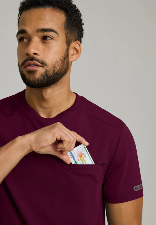 Skechers by Barco Scrubs Men's Rebound Top Wine | scrub-supply.com