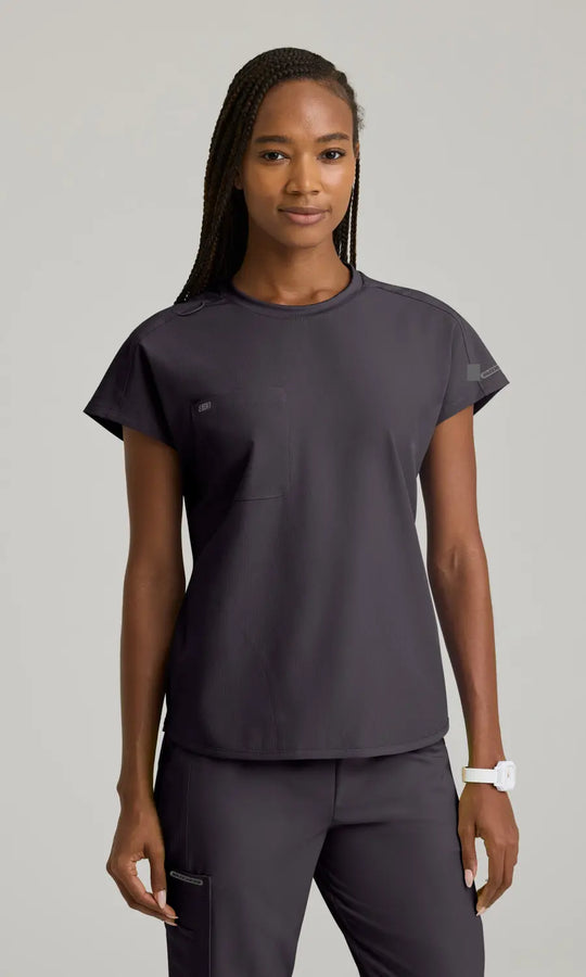 Skechers by Barco Scrubs Women's Fresh Top Pewter | scrub-supply.com