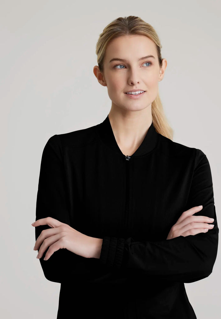 Barco Scrubs Women's Contour Knit Warm-Up Black | scrub-supply.com