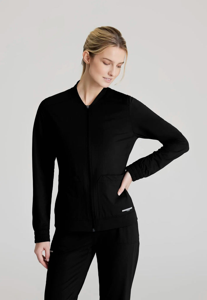 Barco Scrubs Women's Contour Knit Warm-Up Black | scrub-supply.com