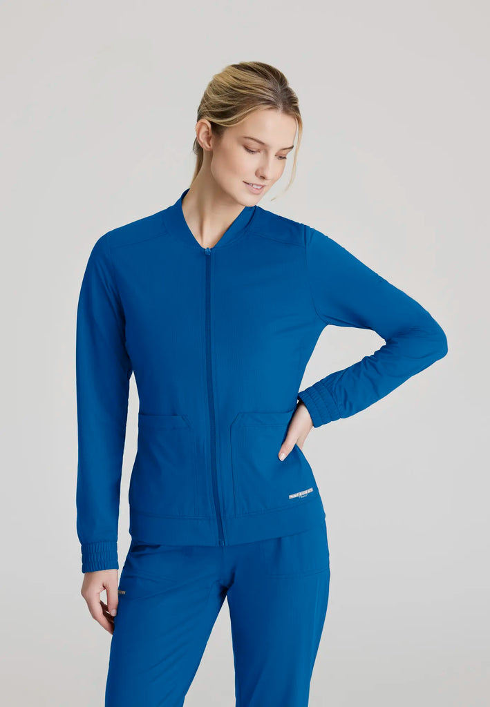 Barco Scrubs Women's Contour Knit Warm-Up New Royal | scrub-supply.com