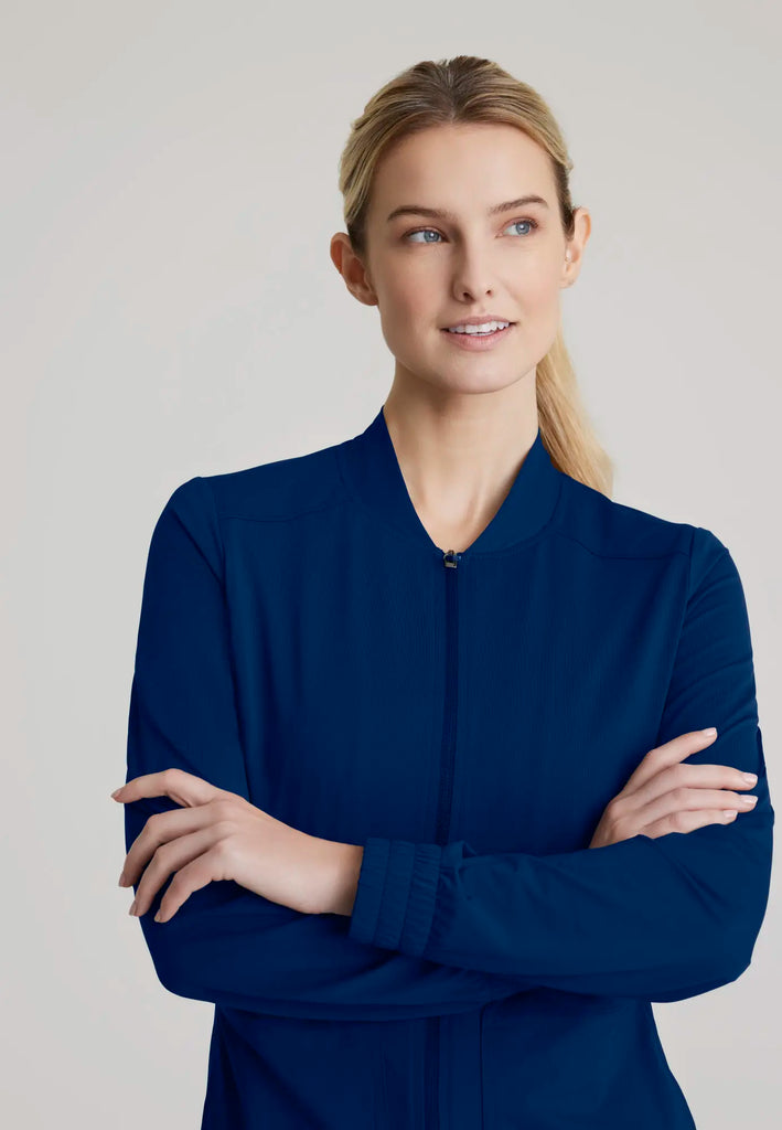 Barco Scrubs Women's Contour Knit Warm-Up Navy | scrub-supply.com