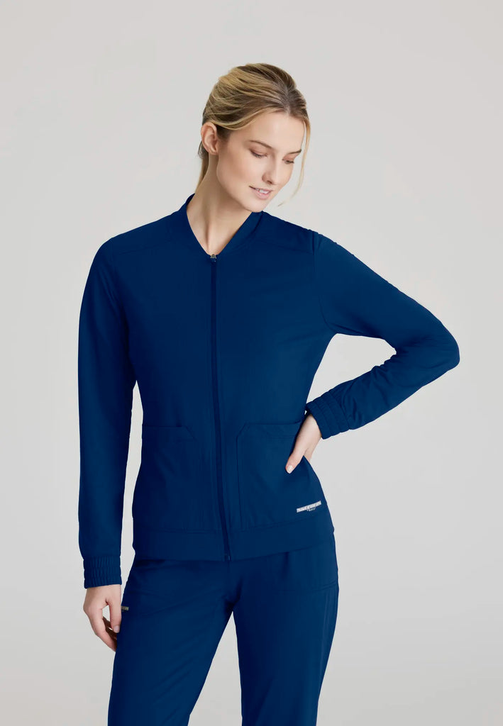 Barco Scrubs Women's Contour Knit Warm-Up Navy | scrub-supply.com