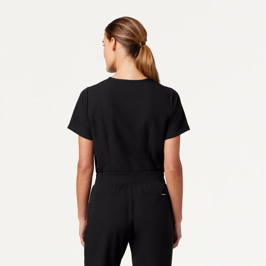 Jaanuu Scrubs Women's Rhena Essential 1-Pocket Scrub Top Black | scrub-supply.com