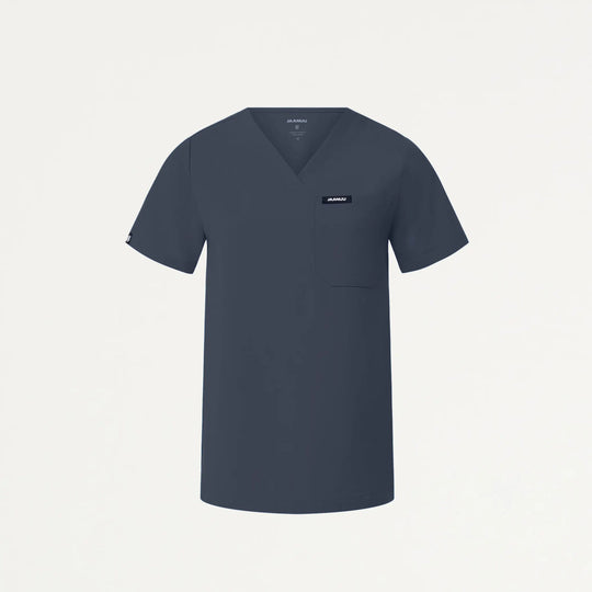 Jaanuu Scrubs Women's Rhena Essential 1-Pocket Scrub Top Carbon Gray | scrub-supply.com