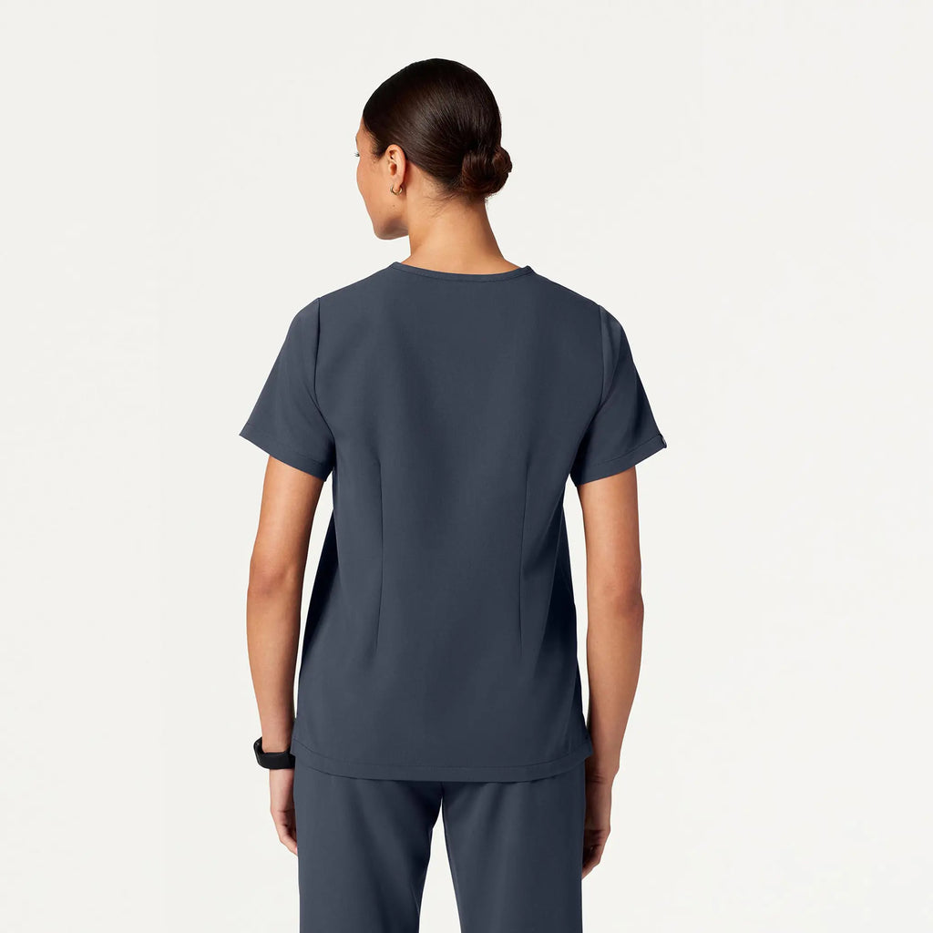 Jaanuu Scrubs Women's Rhena Essential 1-Pocket Scrub Top Carbon Gray | scrub-supply.com