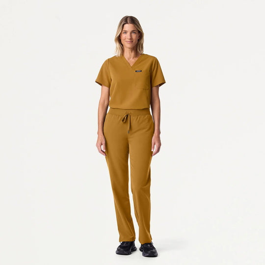 Jaanuu Scrubs Women's Rhena Essential 1-Pocket Scrub Top Cider | scrub-supply.com