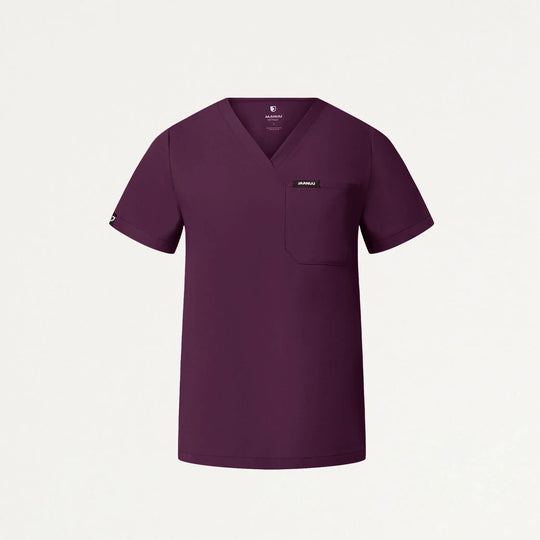 Jaanuu Scrubs Women's Rhena Essential 1-Pocket Scrub Top Deep Eggplant | scrub-supply.com