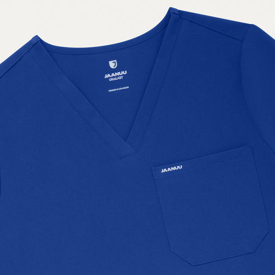 Jaanuu Scrubs Women's Rhena Essential 1-Pocket Scrub Top Galaxy | scrub-supply.com