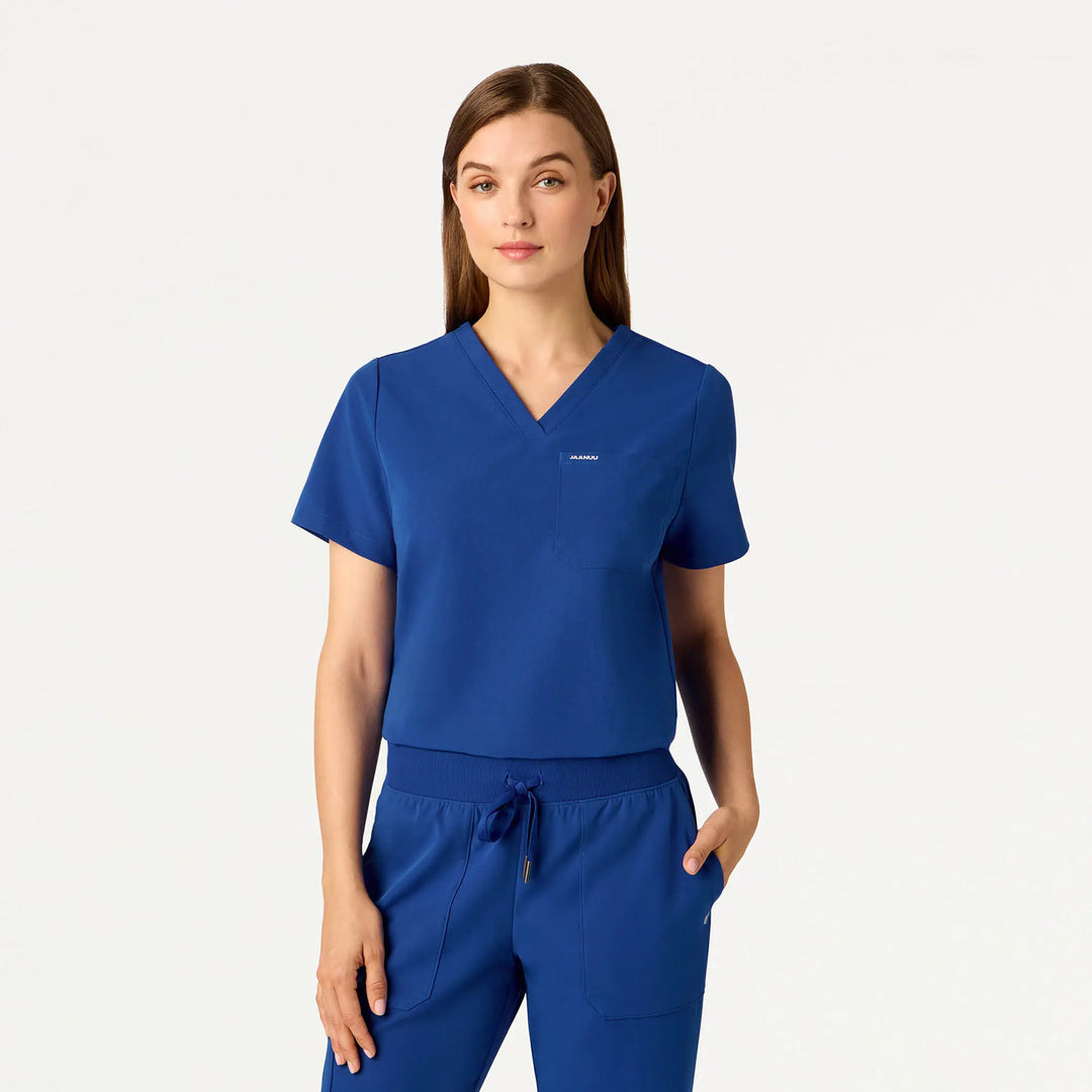 Jaanuu Scrubs Women's Rhena Essential 1-Pocket Scrub Top Galaxy | scrub-supply.com