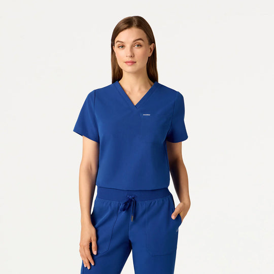 Jaanuu Scrubs Women's Rhena Essential 1-Pocket Scrub Top Galaxy | scrub-supply.com