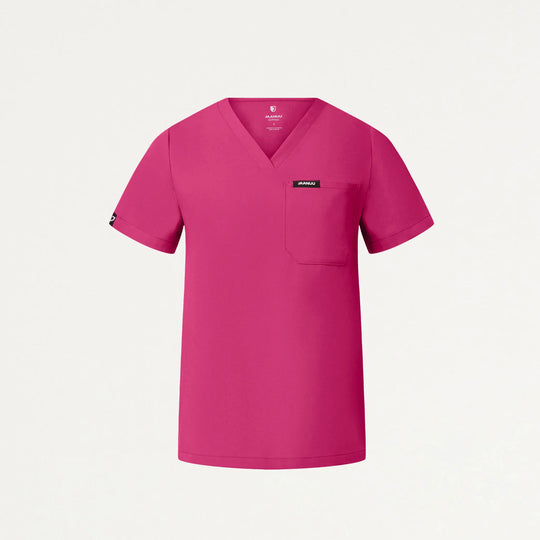 Jaanuu Scrubs Women's Rhena 1-Pocket Scrub Top Wild Berry | scrub-supply.com