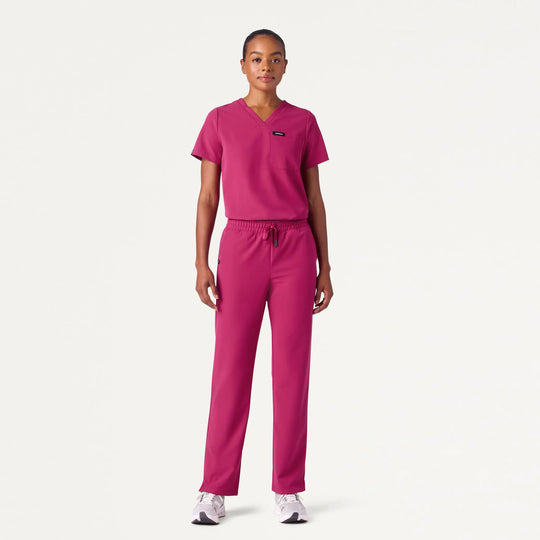 Jaanuu Scrubs Women's Rhena 1-Pocket Scrub Top Wild Berry | scrub-supply.com