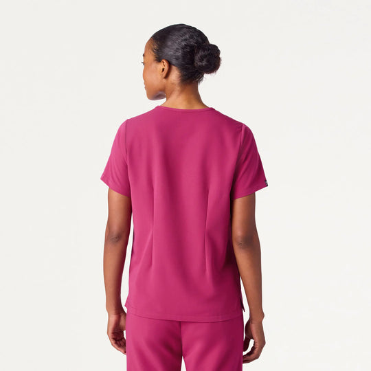 Jaanuu Scrubs Women's Rhena 1-Pocket Scrub Top Wild Berry | scrub-supply.com