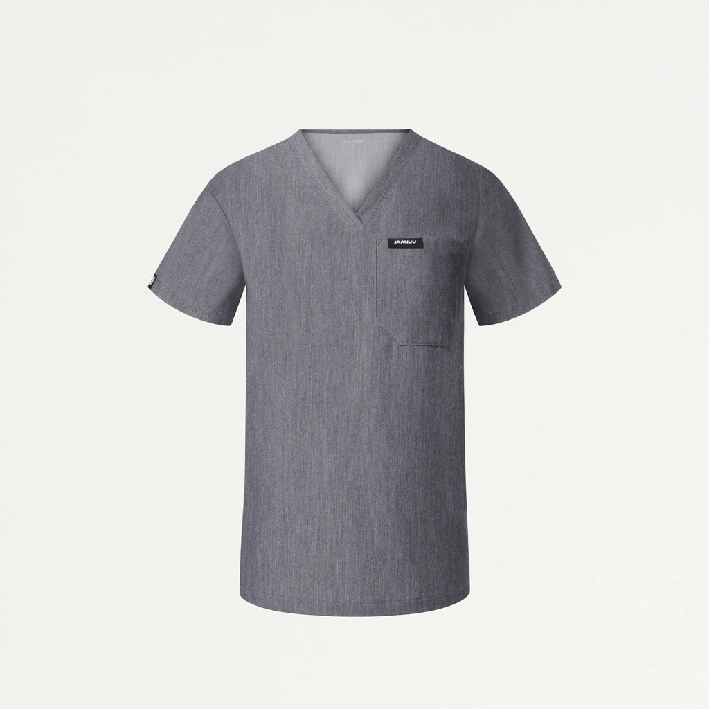 Jaanuu Scrubs Women's Rhena Essential 1-Pocket Scrub Top Heather Gray | scrub-supply.com