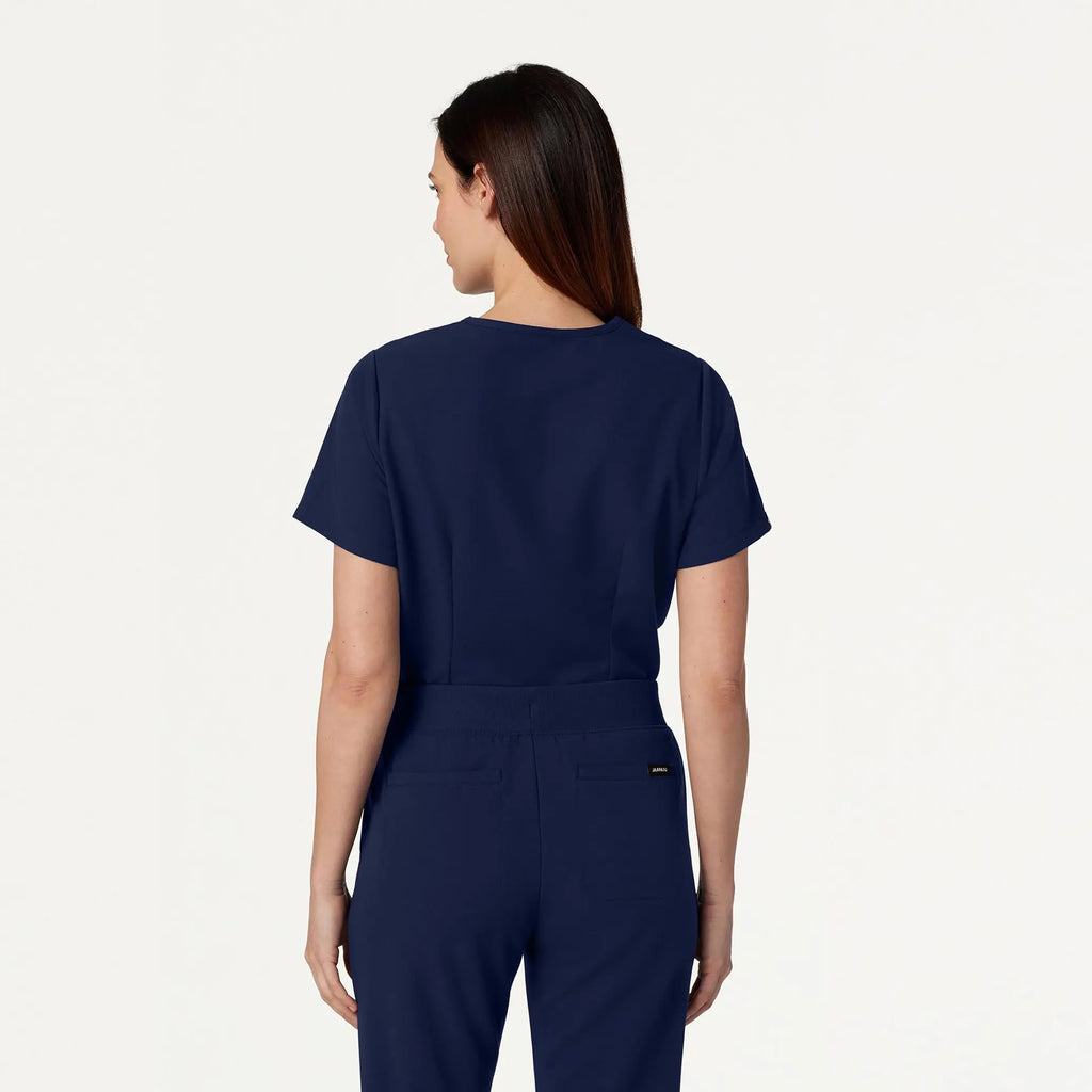 Jaanuu Scrubs Women's Rhena Essential 1-Pocket Scrub Top Midnight Navy | scrub-supply.com