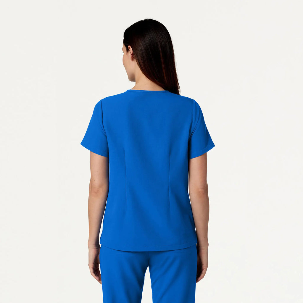 Jaanuu Scrubs Women's Rhena Essential 1-Pocket Scrub Top Royal Blue | scrub-supply.com