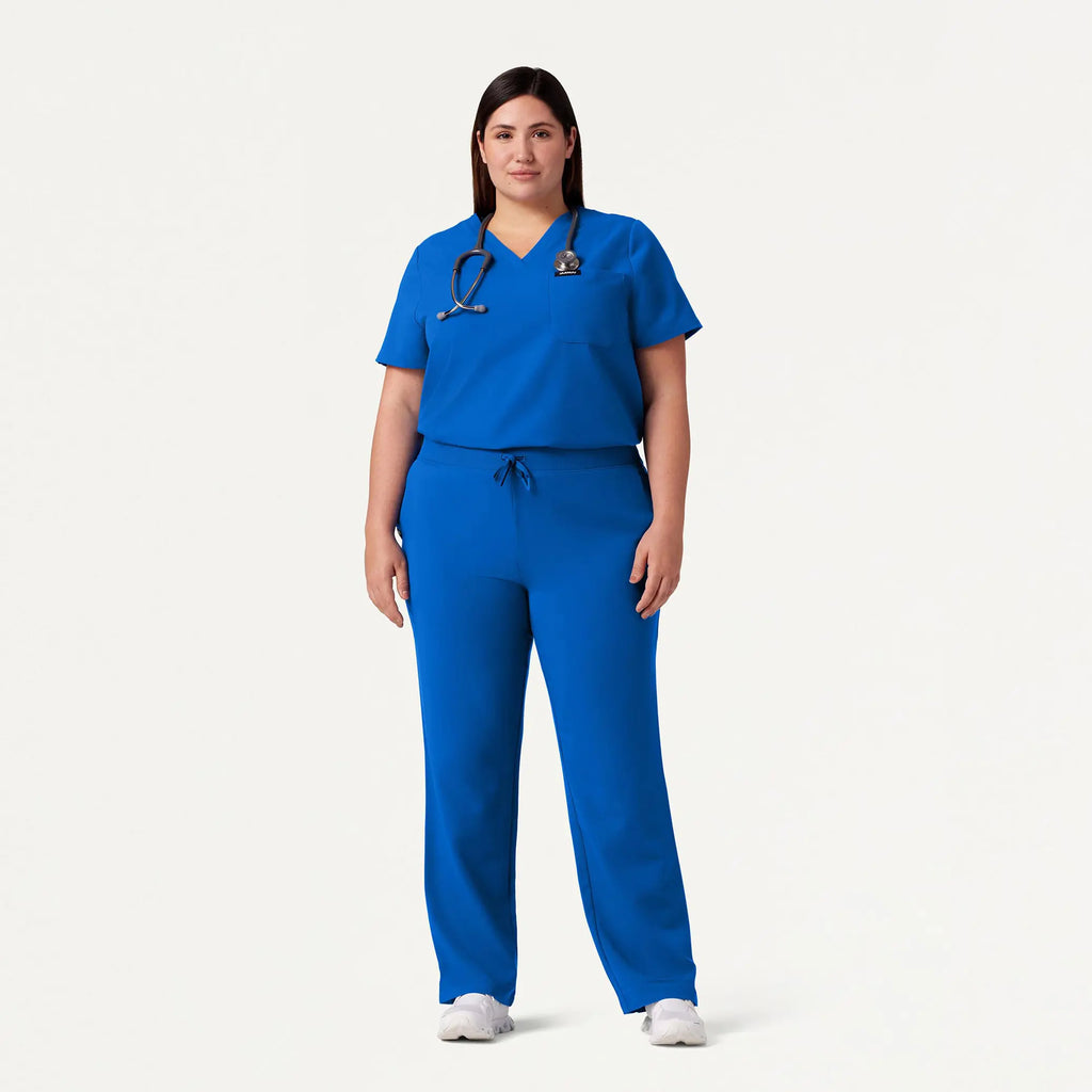 Jaanuu Scrubs Women's Rhena Essential 1-Pocket Scrub Top Royal Blue | scrub-supply.com