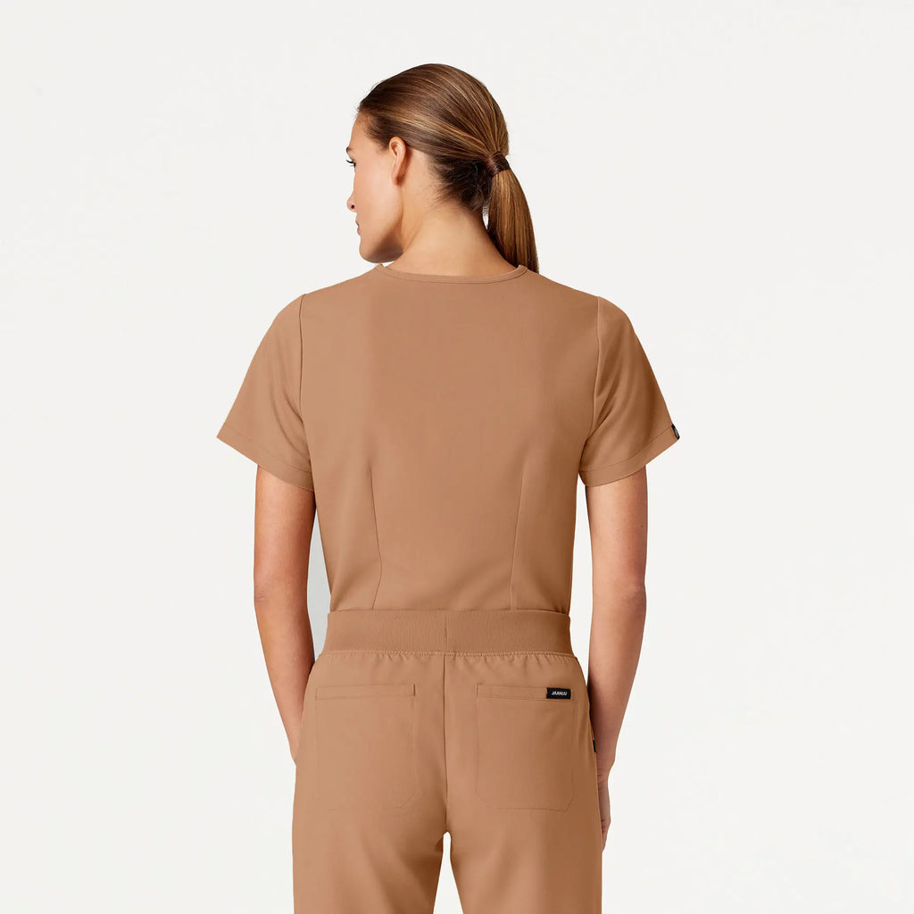 Jaanuu Scrubs Women's Rhena Essential 1-Pocket Scrub Top Trench | scrub-supply.com