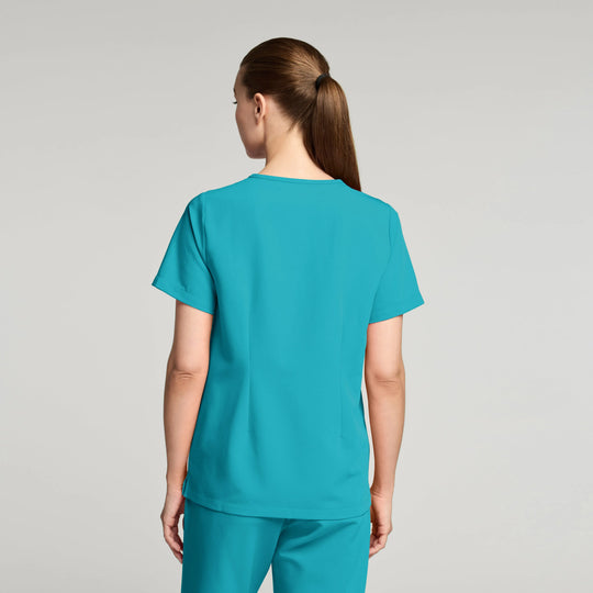 Jaanuu Scrubs Women's Rhena 1-Pocket Scrub Top Marina | scrub-supply.com