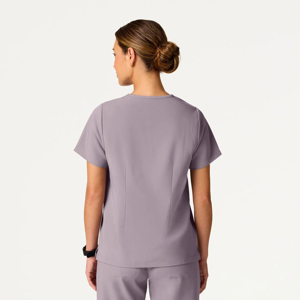 Jaanuu Scrubs Women's Rhena Essential 1-Pocket Scrub Top Chrome | scrub-supply.com