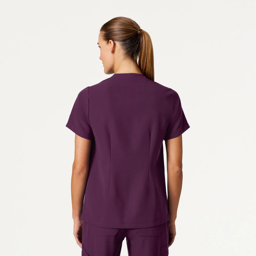 Jaanuu Scrubs Women's Helia Notched V-Neck Scrub Top Dark Amethyst | scrub-supply.com