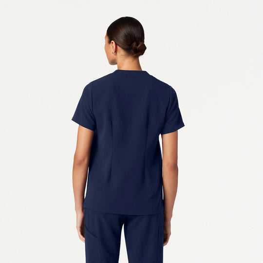 Jaanuu Scrubs Women's Helia Notched V-Neck Scrub Top Midnight Navy | scrub-supply.com