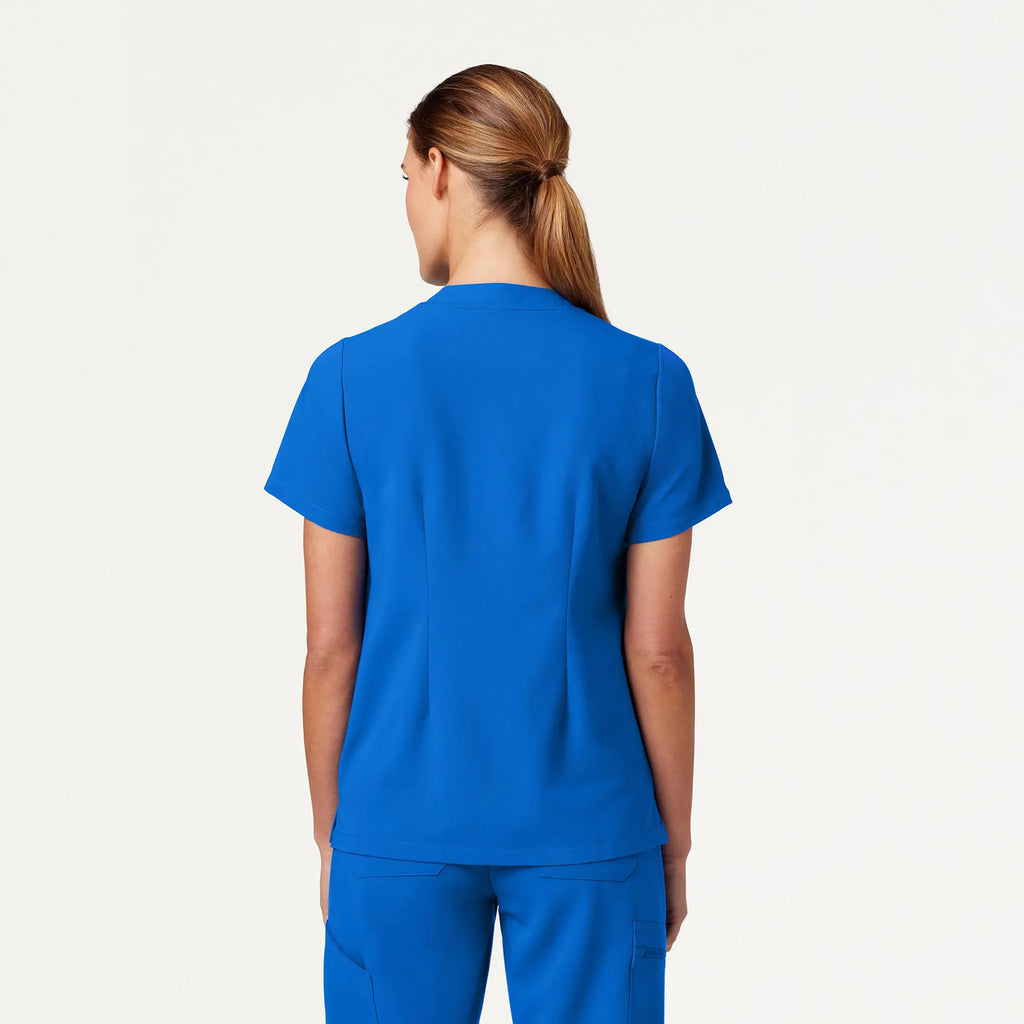 Jaanuu Scrubs Women's Helia Notched V-Neck Scrub Top Royal Blue | scrub-supply.com